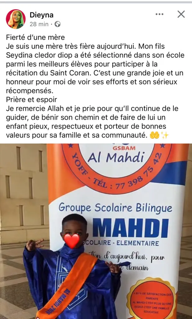 image-19 Fierté pour Dieyna Baldé : Son fils avec Diop Iseg, sélectionné pour une récitation du Coran (photo)